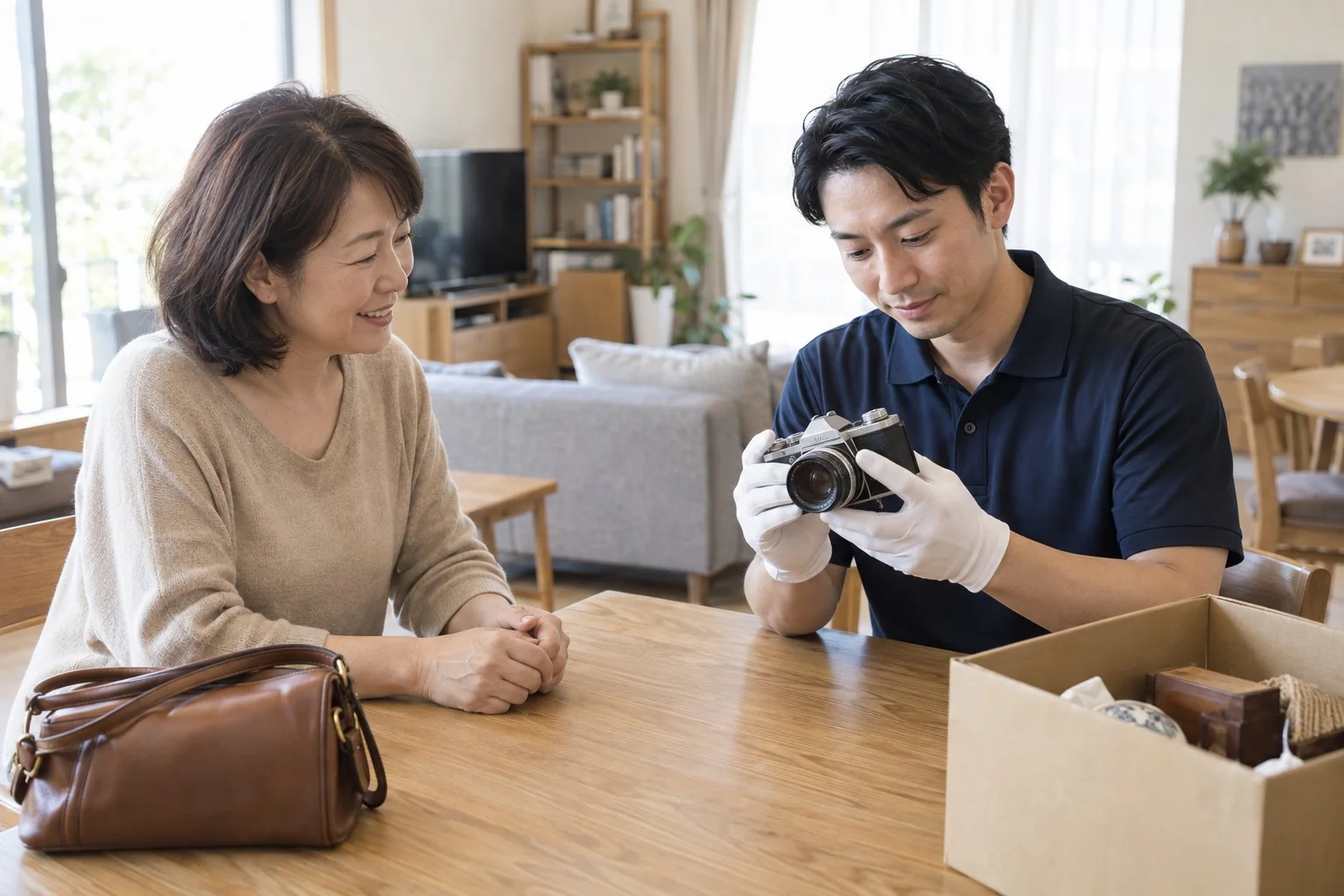 住まいで品物の査定を受けるイメージ